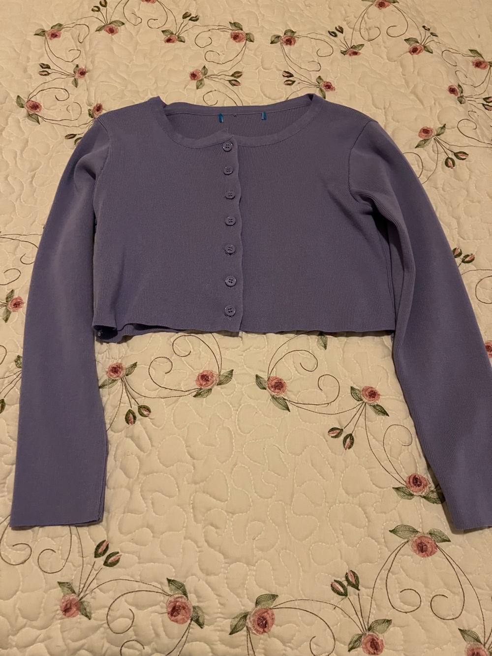 Cider Lilac Cropped Button-Up Cardigan Sweater